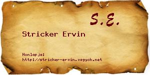 Stricker Ervin névjegykártya